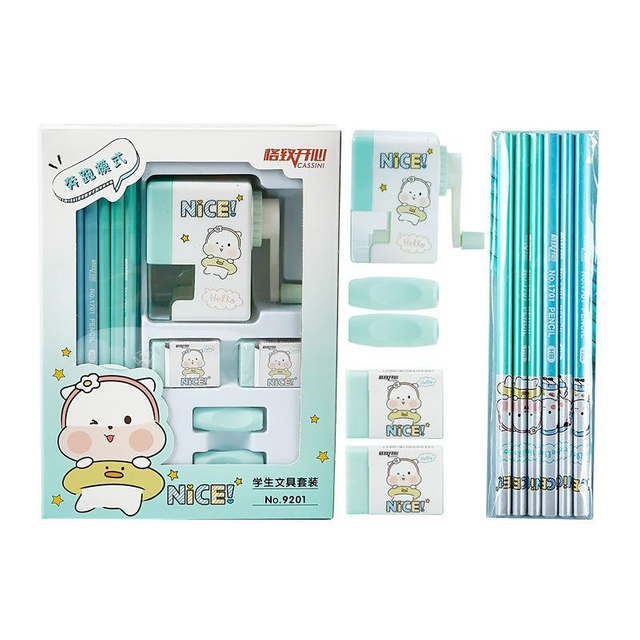 Ensemble de 17 pièces, taille-crayon, gomme, pince à stylo, cadeaux pour enfants, ensemble de papeterie