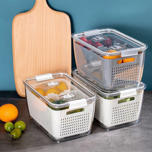 Organisateur de cuisine réfrigérateur conteneur de stockage légumes fruits boîtes vidange réfrigérateur panier de rangement avec couvercle